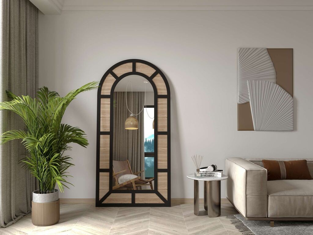 Подно огледало Hanah Home Petals, 90 x 180 см, црно