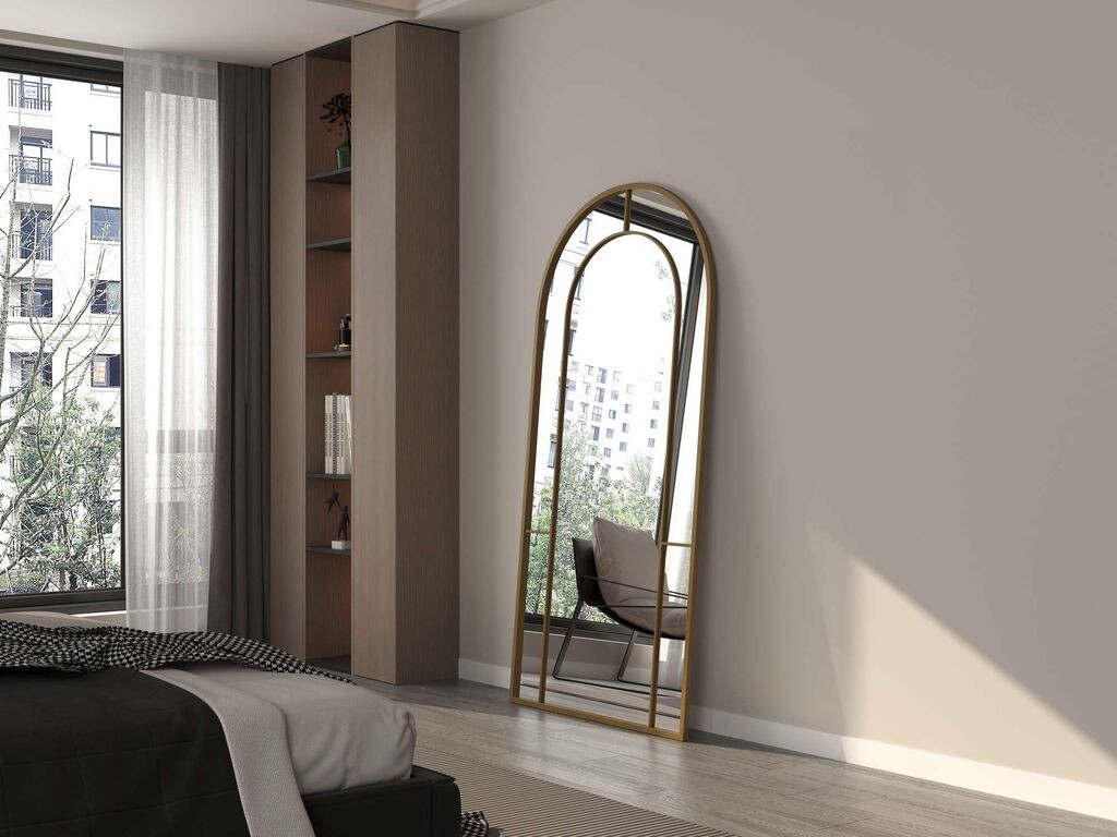 Огледало за под Hanah Home Rounda, 90 см x 180 см, златна боја