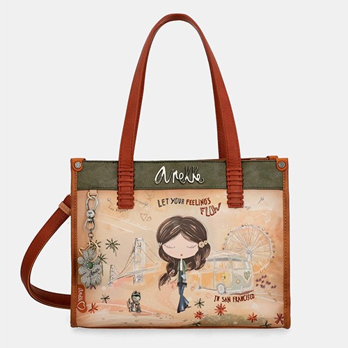 ANEKKE Чанта , За На Рамо ,1 Патент , Peace & Love, Camel , 38802-182,30*23*12цм