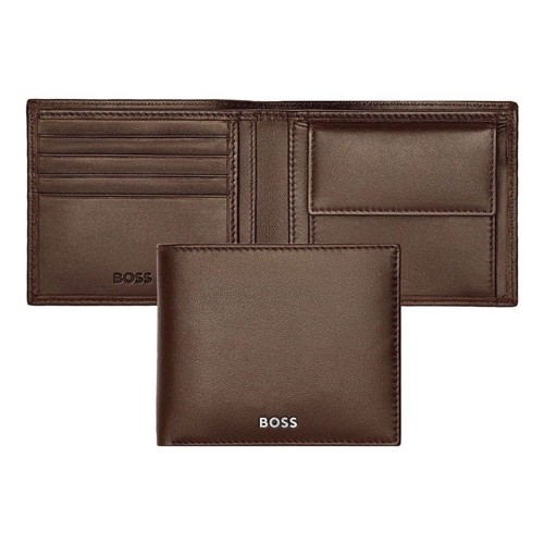 BOSS Паричник, Машки, Кожен, Boss, Classic smooth, HLM403Y, 11,5*9,5*2цм, Кафеава