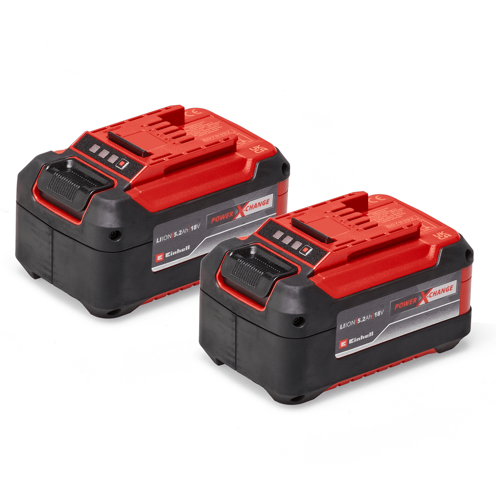 EINHELL Комплет од 2 PXC батерии Power-X-Change Twinpack 18 V 2x5,2 Ah црно-црвено