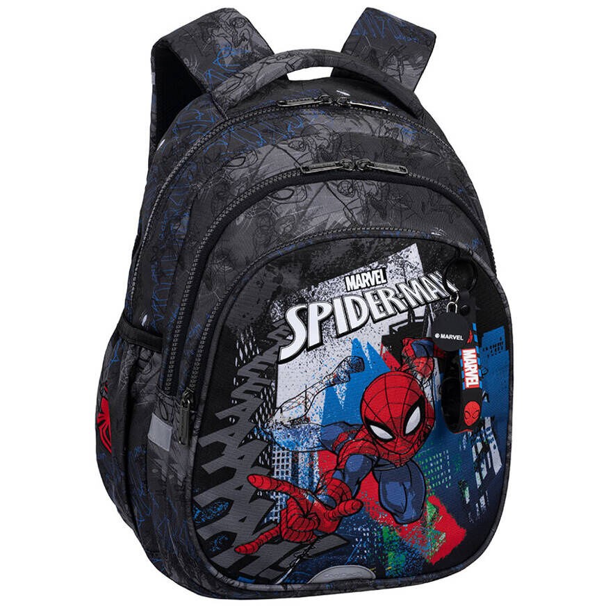 CoolPack Ранец Spiderman ергономски дизајн, 3 прегради, џеб за лаптоп, странични џебови, 19 L, анатомски заден дел, димензии 39×28×15 cm