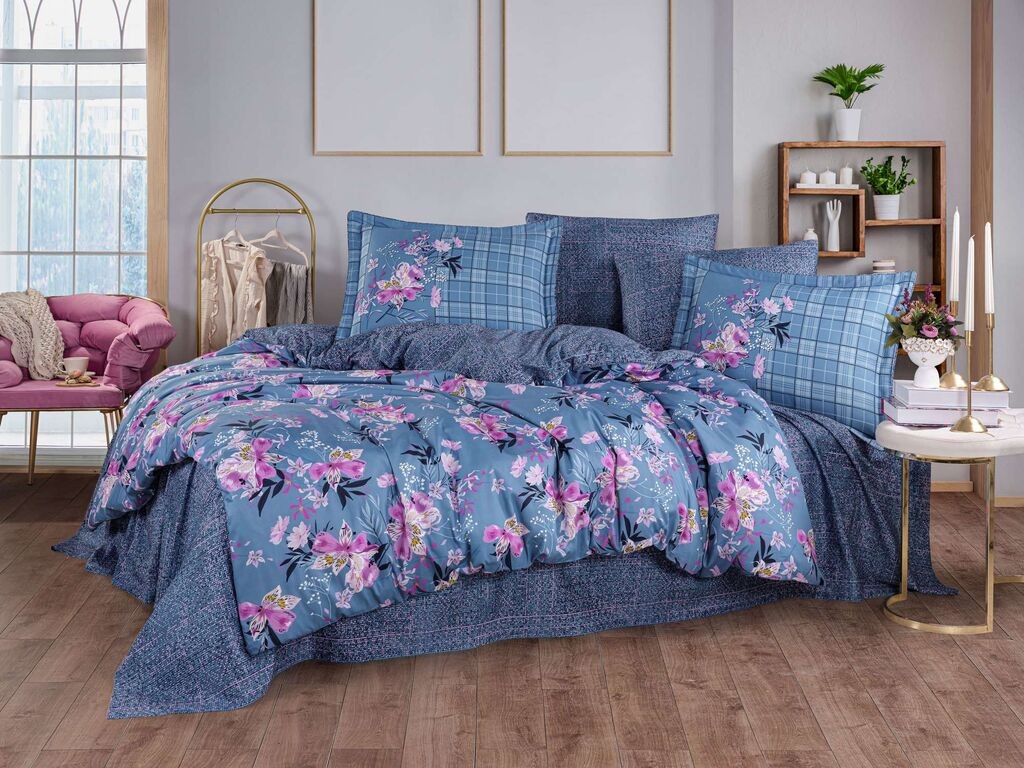 Комплет постелнина L'essentiel Maison Викторија, 200x220 cm, Сина