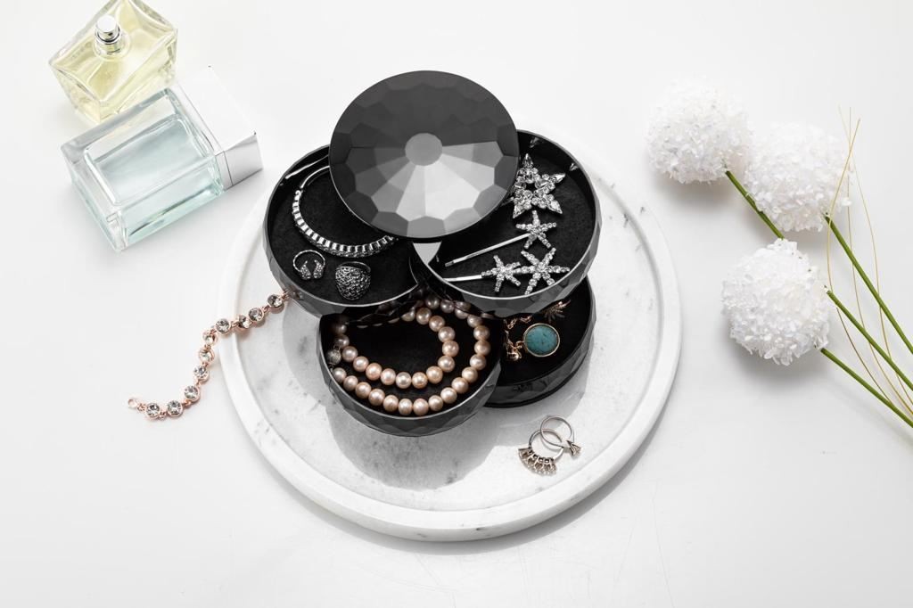 Организатор за накит Aberto Design Dmntkorg-1, 11x11x12 см, црна