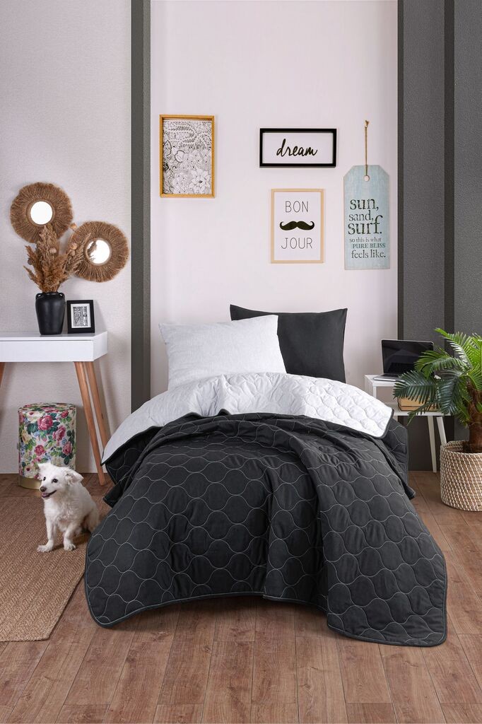 Комплет постелнина L'essentiel Maison Солидна, 160x220 cm, антрацит