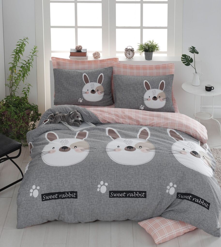 Комплет постелнина L'essentiel Maison Tavsancik, 200x220 cm, сиво-розова