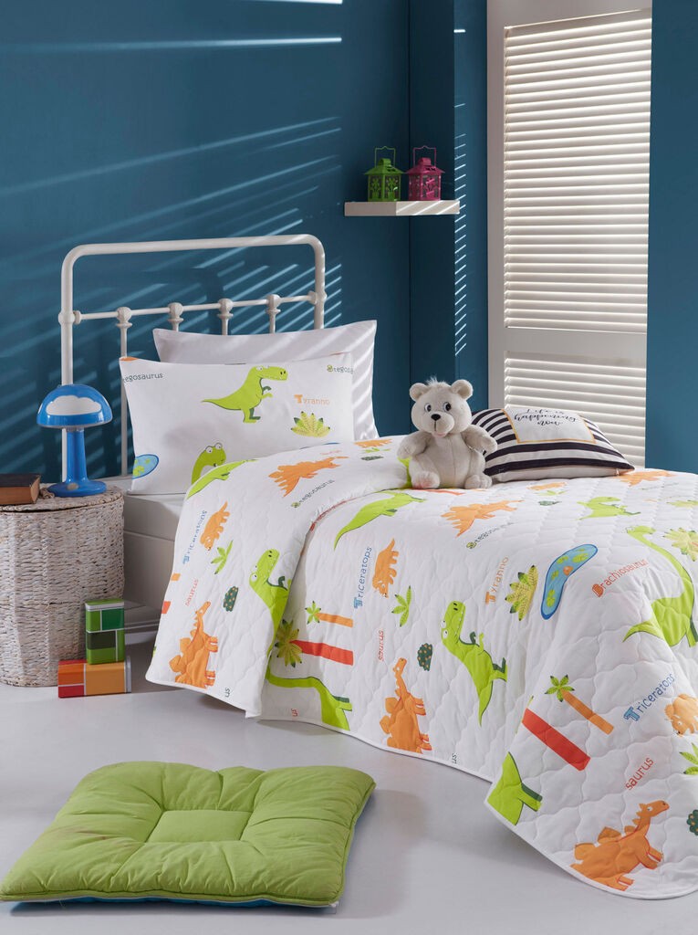 Комплет прекривка и навлака за перница L'essentiel Maison, Dinolar, 225x240 см, бела