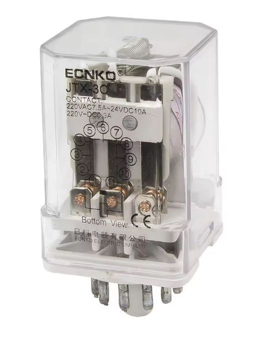 Alfa Electric Индустриско реле 24V AC 3x10A, 11 пина округло  JTJ-3C