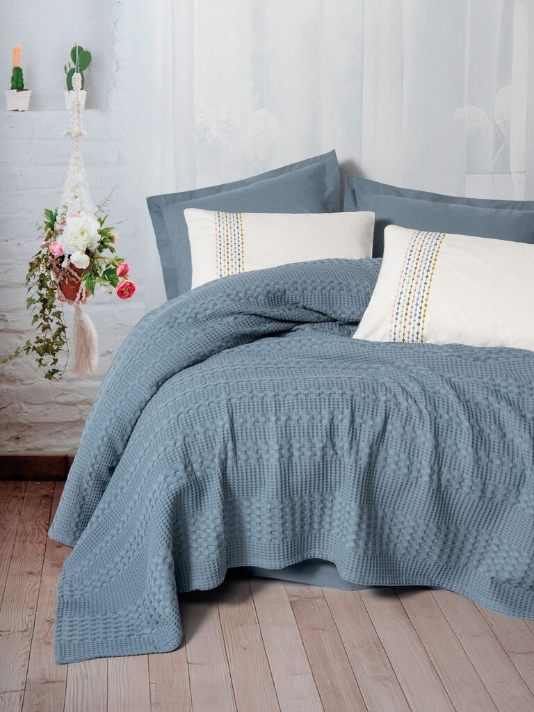Комплет постелнина L'essentiel Maison Pebble, 220x230 cm, индиго