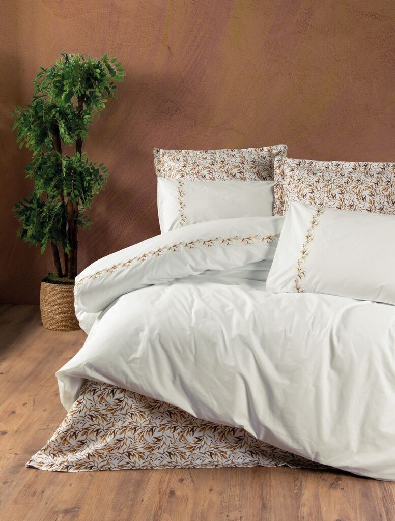 Комплет постелнина L'essentiel Maison Polite, бело-кафеава