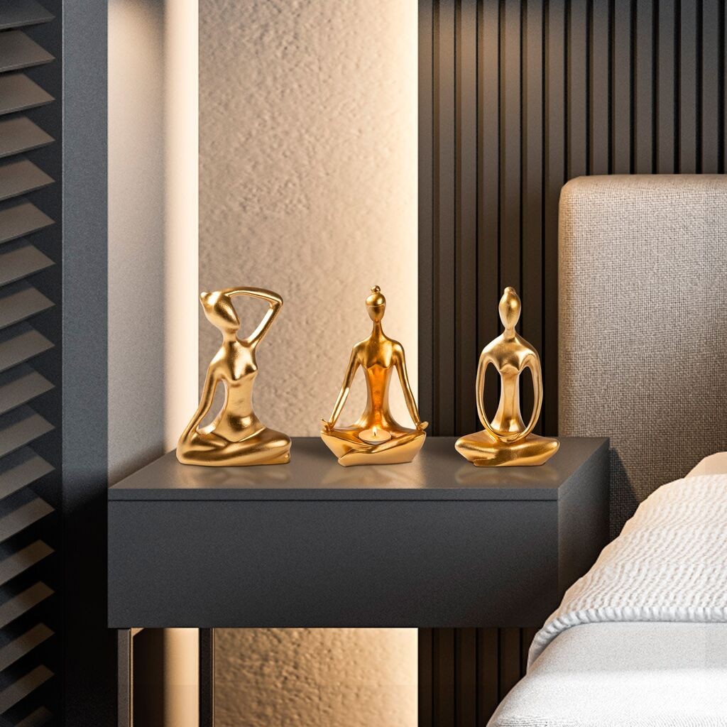 Комплет декоративни фигури за јога од Аберто Дизајн, златна боја
