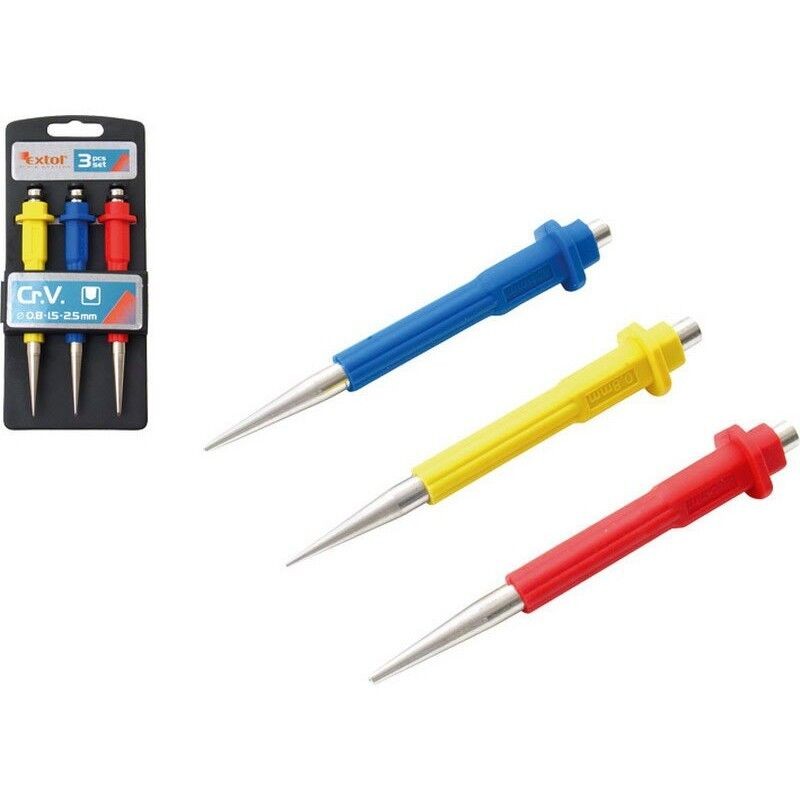 Alfa Electric Сет пробојници 3 парчиња 0.8-1.5-2.5мм, должина 125мм Extol Premium  PUNCH-3SET-EXTOL