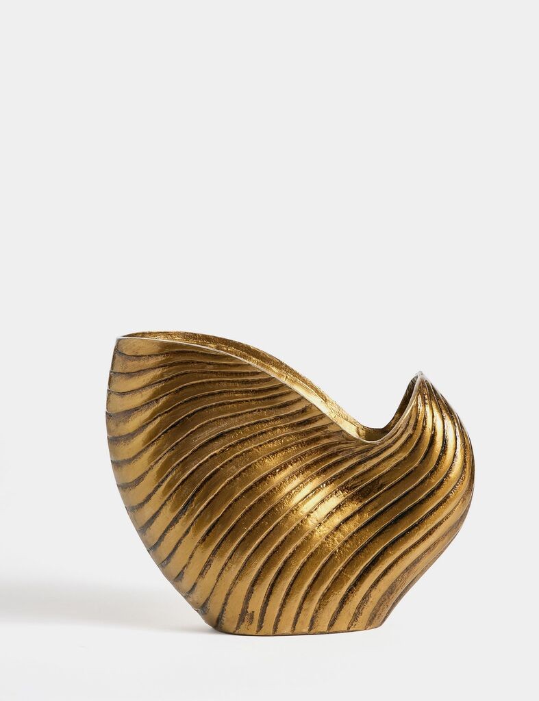 Декоративна фигура во облик на школка од Аберто Дизајн, 9x23x28 см, златна боја