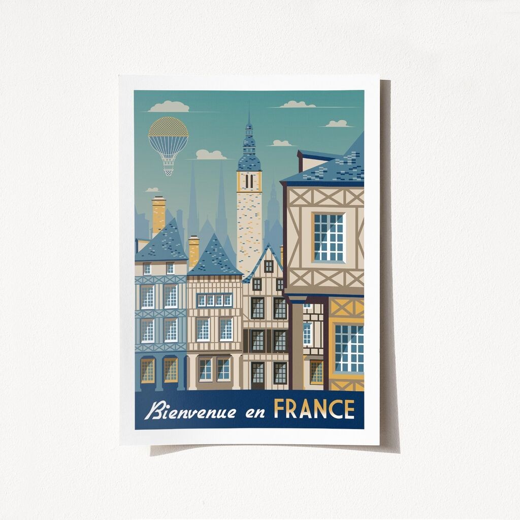 Wallity Poster Bienvenue En France-1959, 50x70 cm