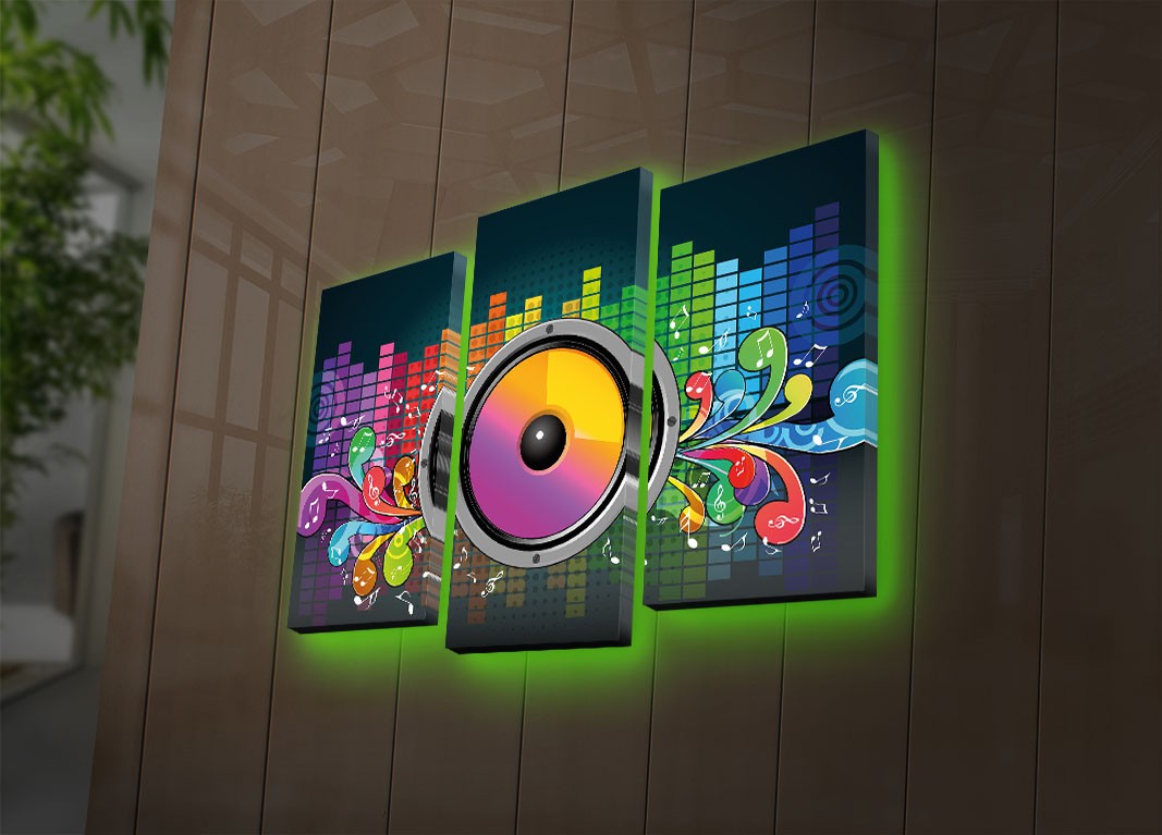 Слика на платно од 3 дела на Wallity со LED осветлување