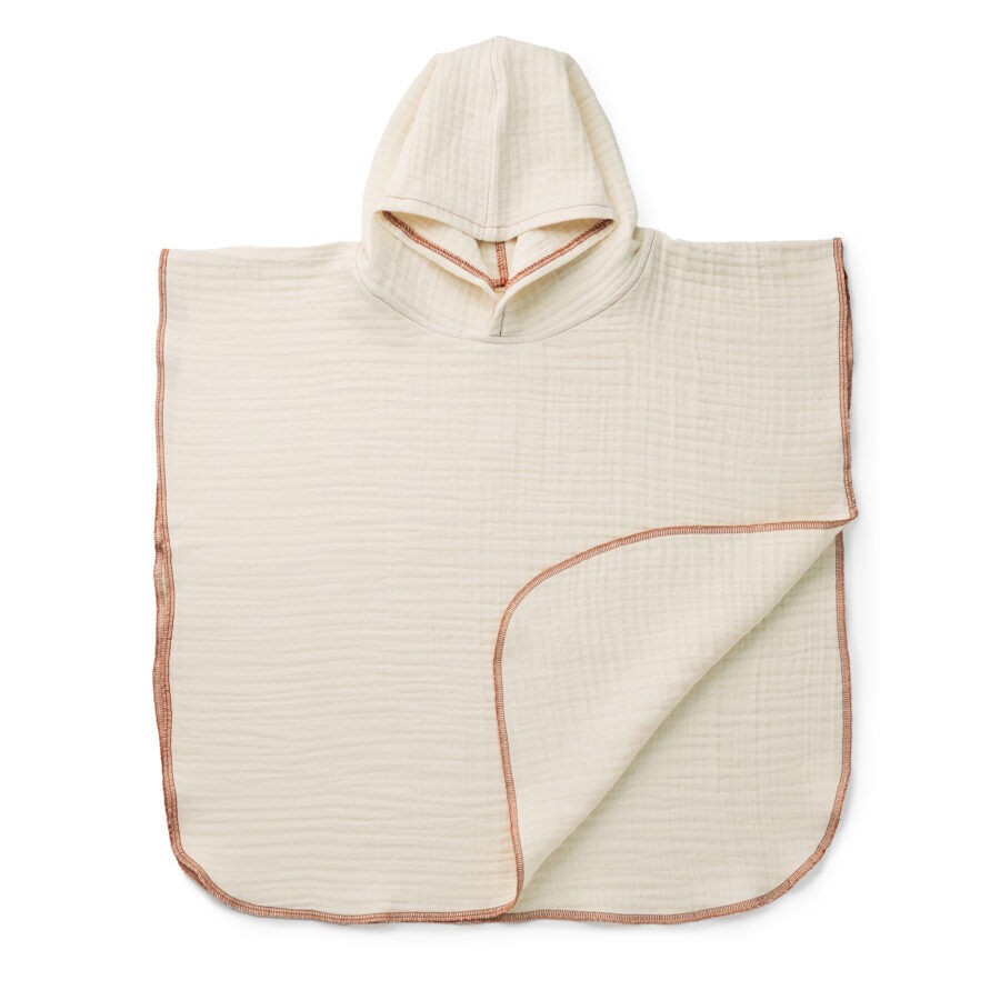 ELO Пончо за плажа муслин бело 0-1 година