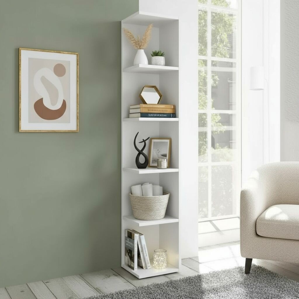 Sitonia Полица Агол бела - 26 × 24 × 142 см