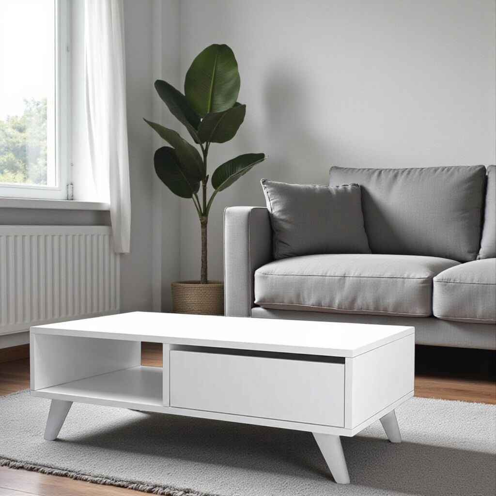 Sitonia Клуб маса Ароса бела - 90 × 50 × 43 см