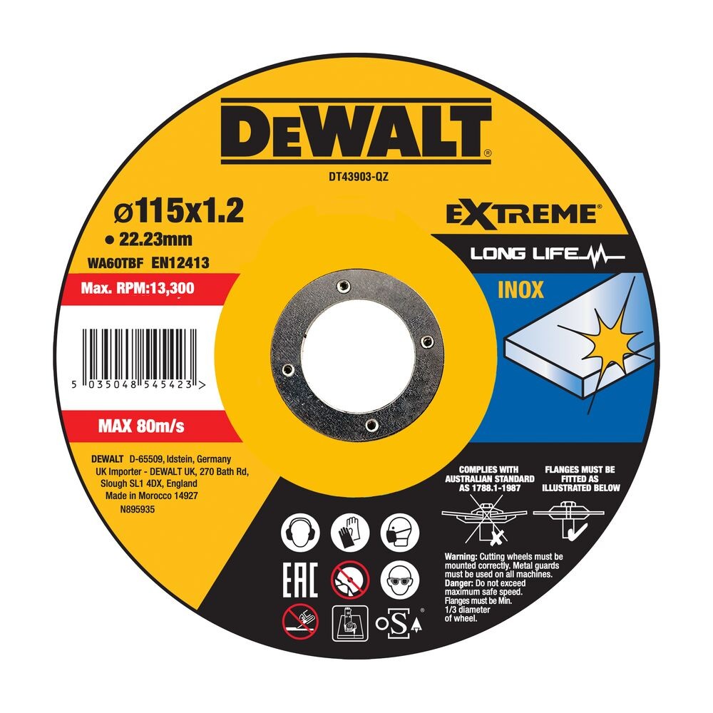 Dewalt Диск за сечење метал 115mm 1.2×22.2 INOX Extreme