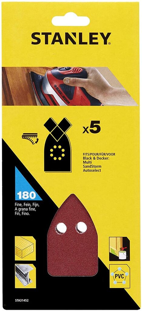Stanley Брусна хартија 180g, триаголна универзална, 5 парчиња STANLEY STA31452-XJ