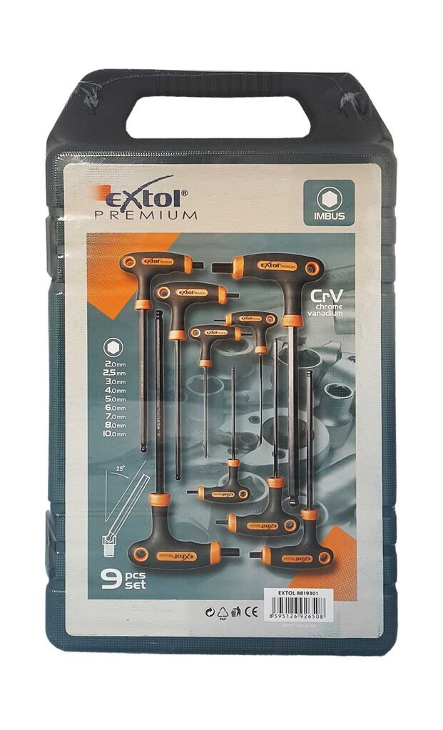 Alfa Electric Сет имбус клучеви со Т-рачка, 9 парчиња 8819301