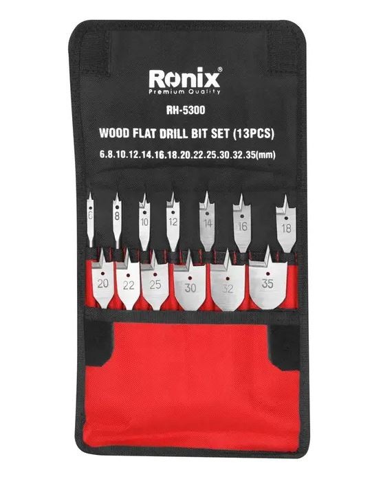 Ronix Сет од 13 рамни сврдла за дрво , РХ-5300