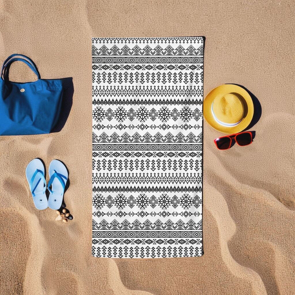 Пешкир за плажа L'essentiel Maison Baskili, 75x150 см, црно-бел