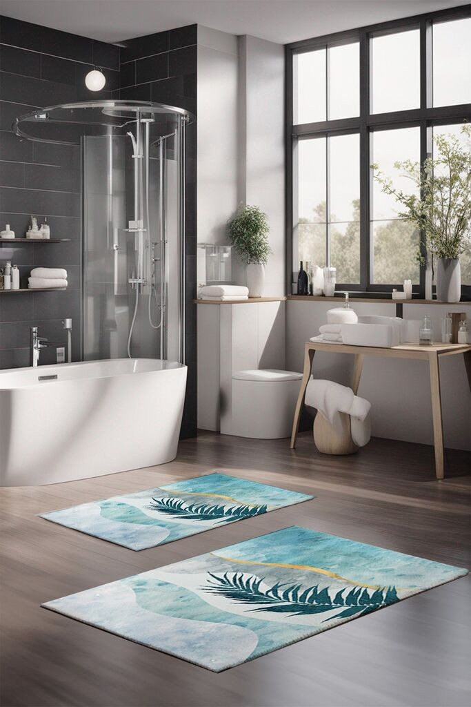 Комплет душеци за бања L'essentiel Maison CT-5424, сино-зелена