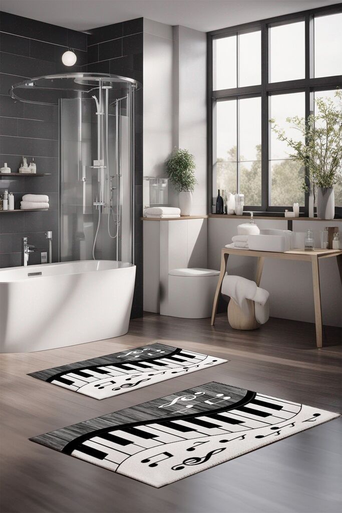 Комплет патосници за бања L'essentiel Maison CT-5367, бело-сива боја