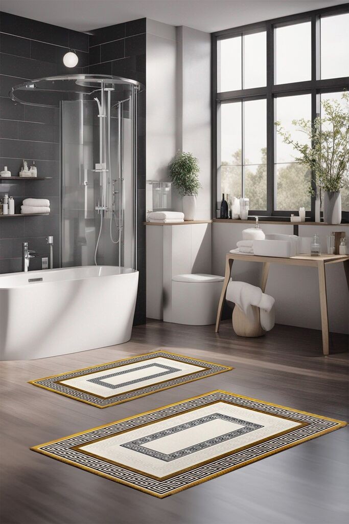 Комплет душеци за бања L'essentiel Maison CT-5076, бело-црно