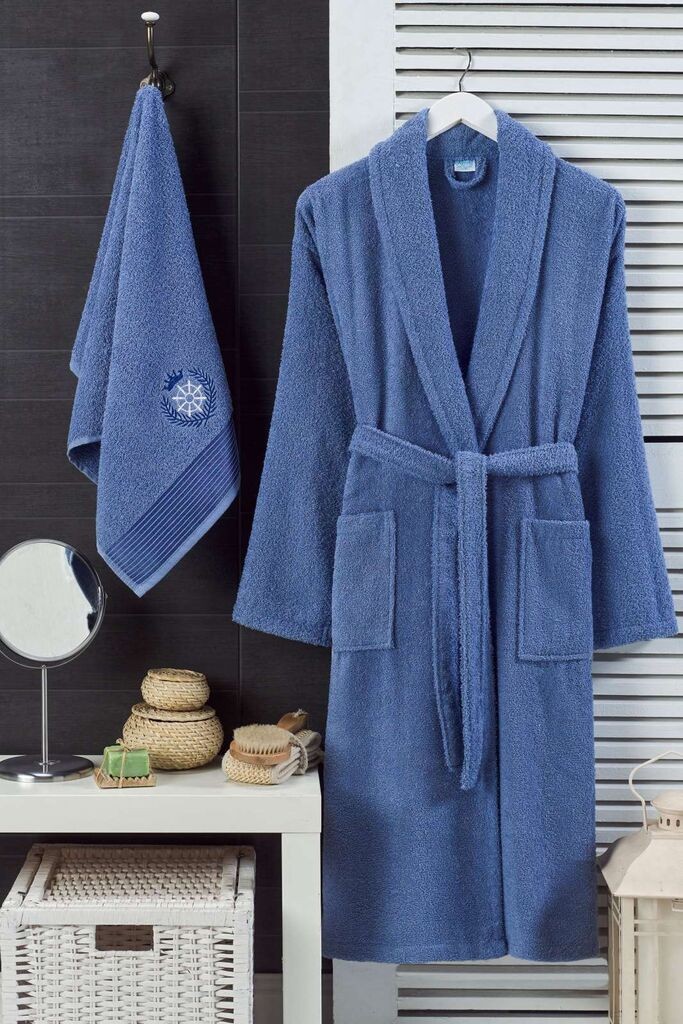 L'essentiel Maison Set Bademantil со пешкир Cora, Indigo