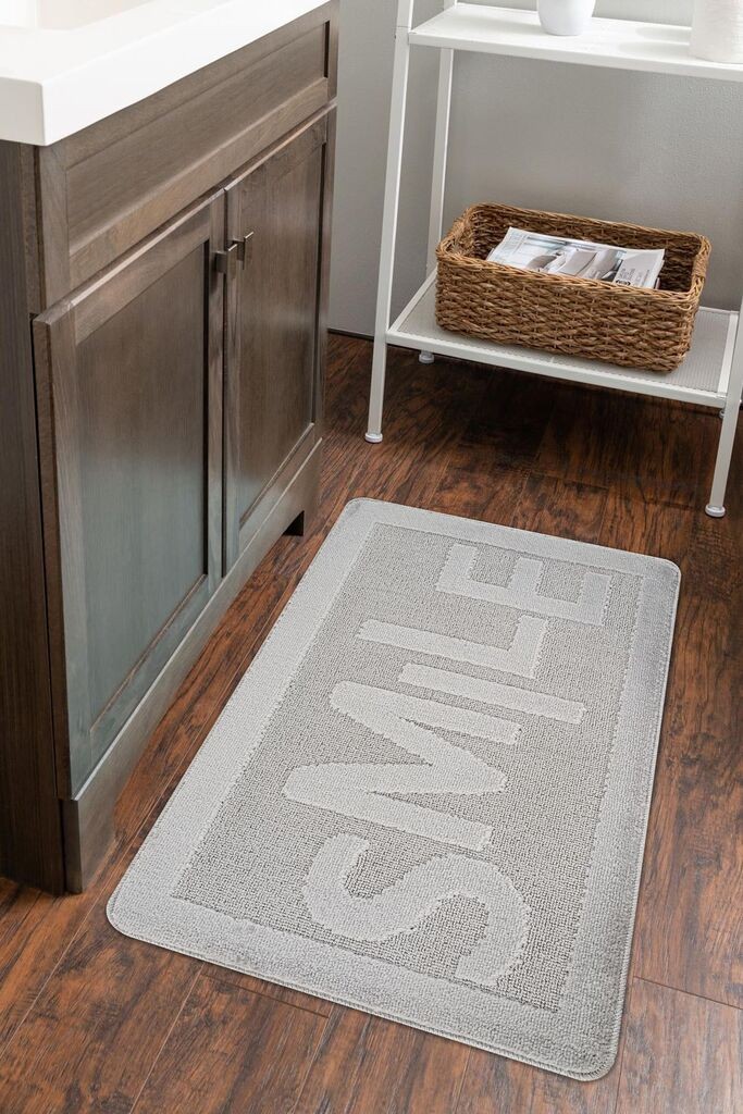 Простирка за бања L'essentiel Maison Smile, 60x100 cm, сива боја