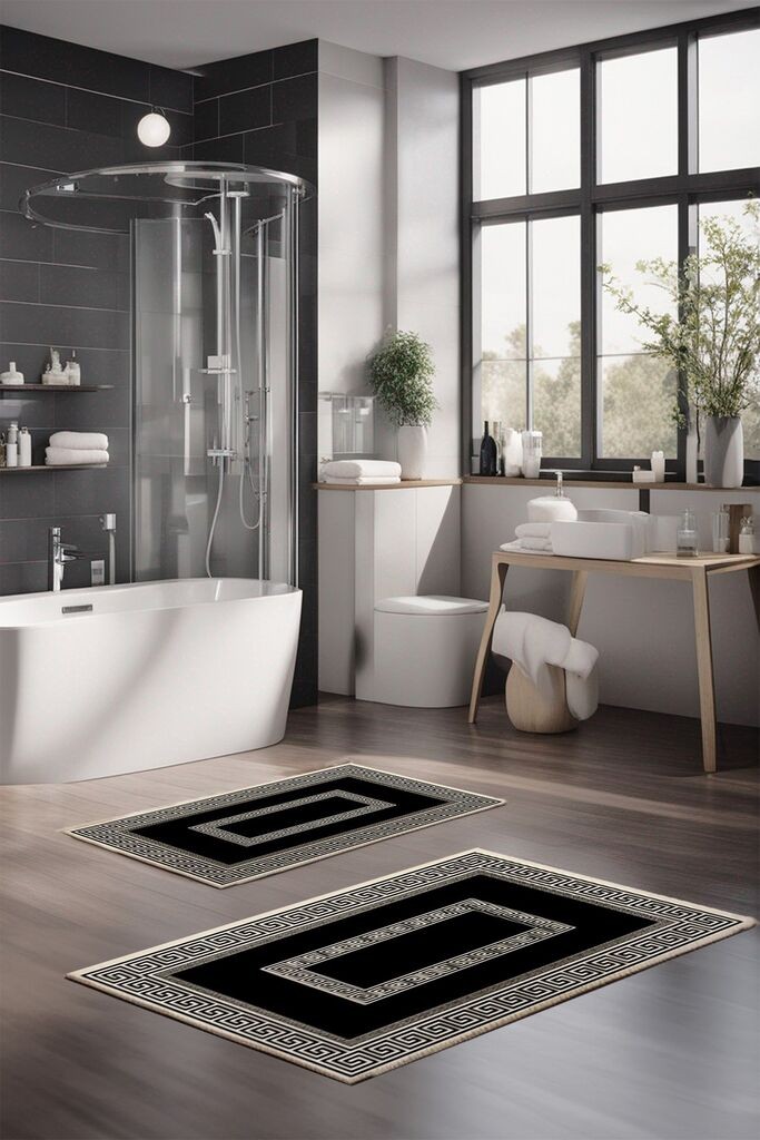 Комплет душеци за бања L'essentiel Maison CT-5076, бело-црно