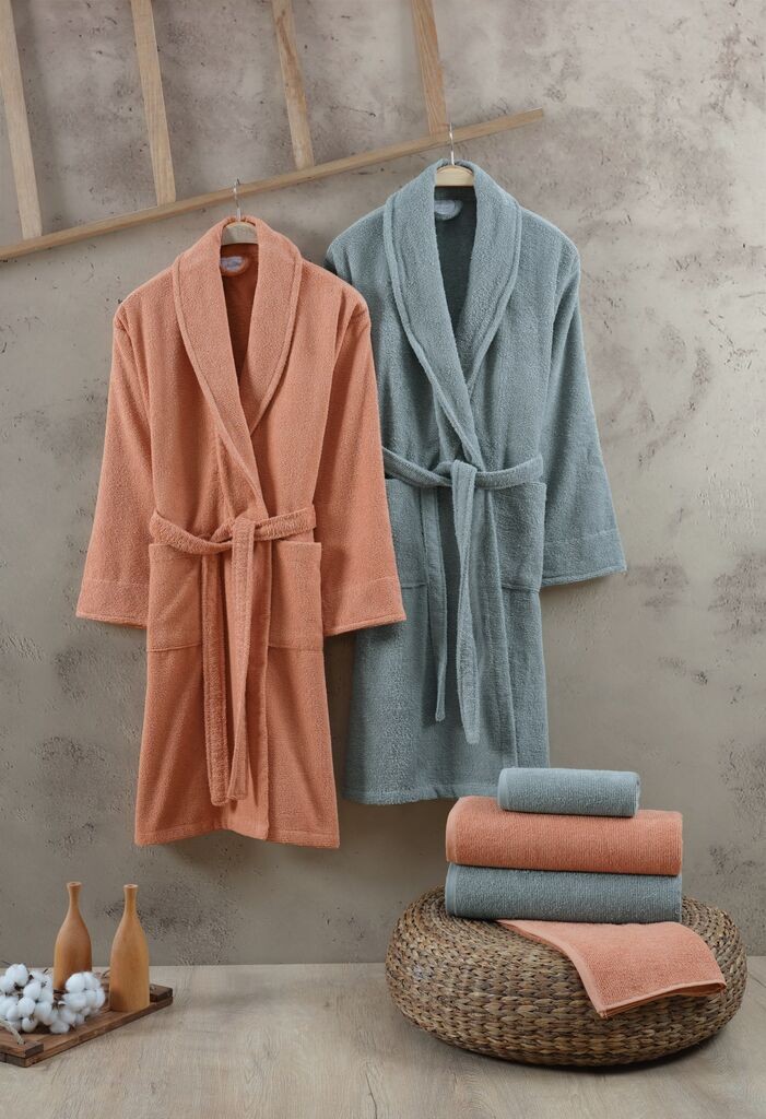 Комплет семејна бањарка L'essentiel Maison со пешкири Elisa, портокалово-зелена