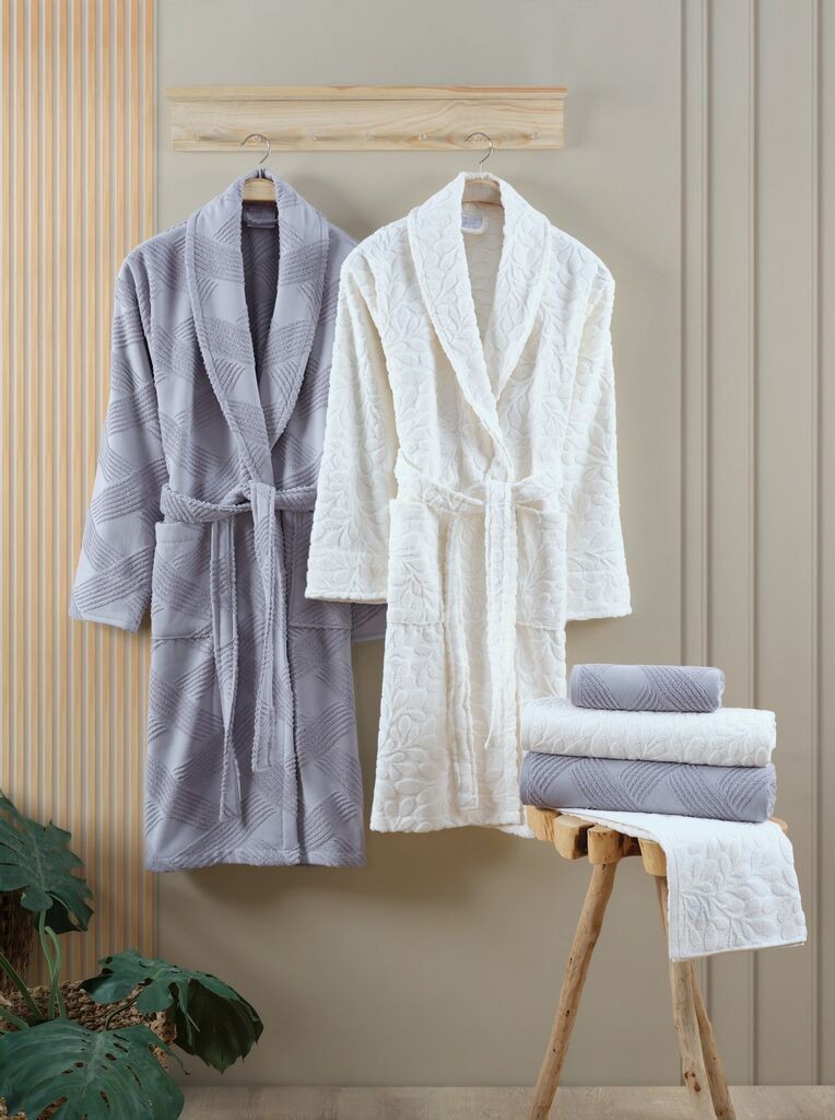 Комплет бањарки L'essentiel Maison Family со крпи Benito, сиво-крем