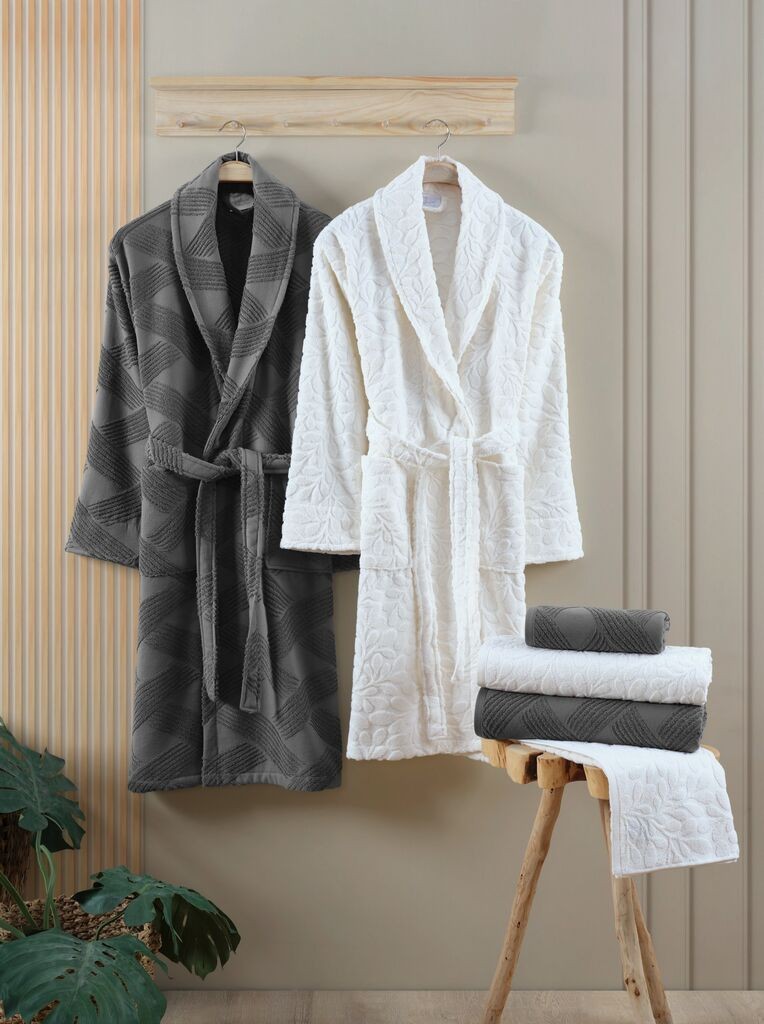 Комплет бањарки L'essentiel Maison Family со крпи Benito, антрацит-крем