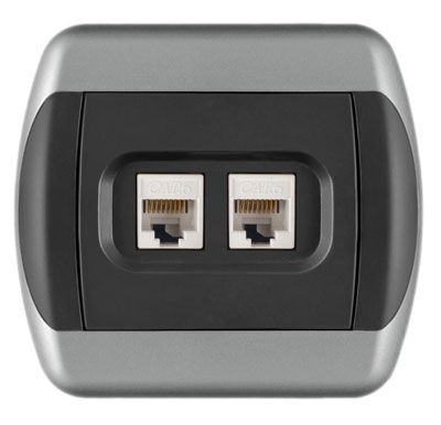 Metalka Majur Приклучок за компјутер 2×Cat6, црно-сребро Royal Ekskluziv 15.72.078