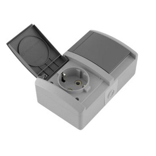 Metalka Majur Приклучница ОГ II шуко, дупла хоризонтална, сет Q, сива 12.23.052