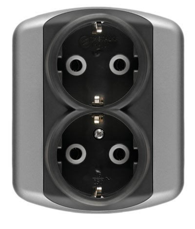 Metalka Majur Приклучок шуко дупли, црно-сребро Royal Ekskluziv 15.72.055