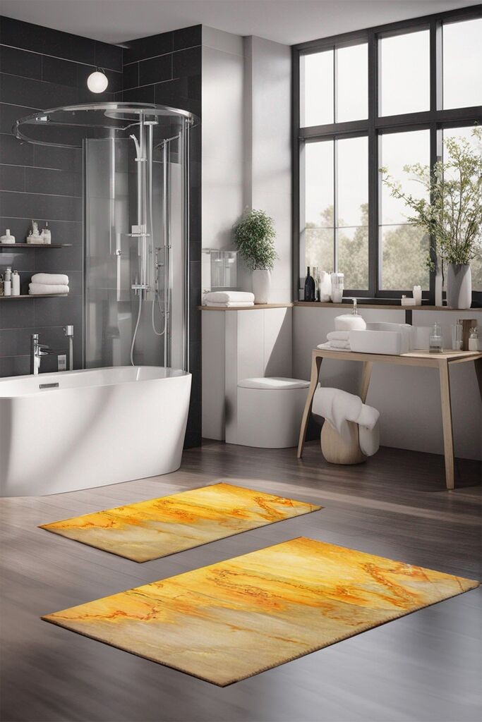 Комплет подлоги за бања L'essentiel Maison CT-5037, 2 парчиња, жолти