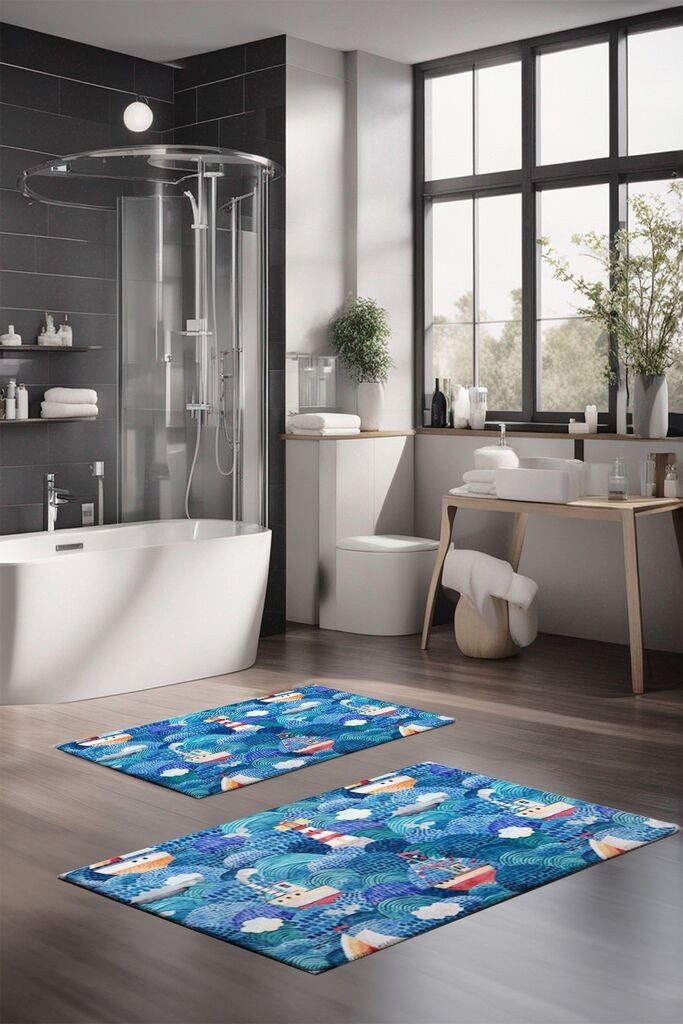 Комплет простирки за бања L'essentiel Maison CT-5291, 2 парчиња, сини