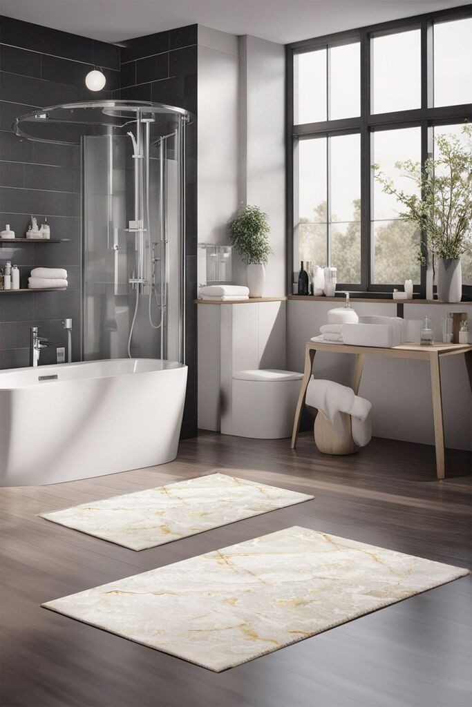 Комплет подлоги за бања L'essentiel Maison CT-5039, 2 парчиња, бели