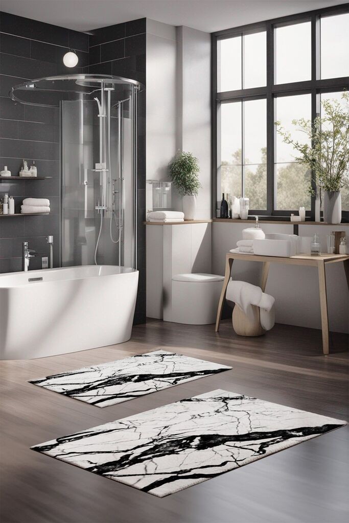 Комплет подлоги за бања L'essentiel Maison CT-5057, 2 парчиња, бели