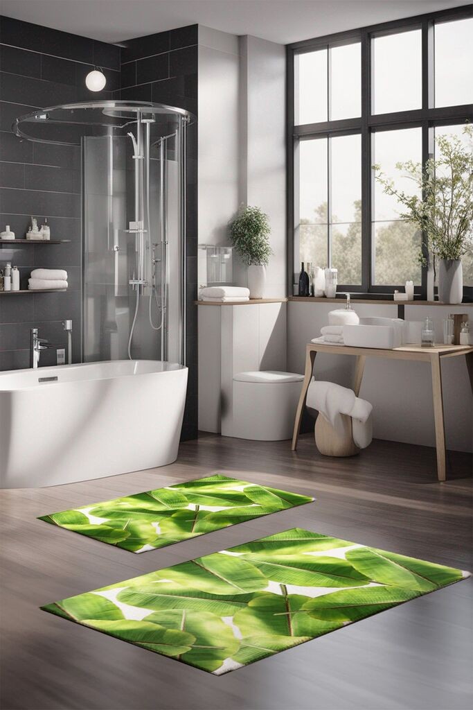 Комплет теписи за бања L'essentiel Maison CT-5304, 2 парчиња, зелена боја