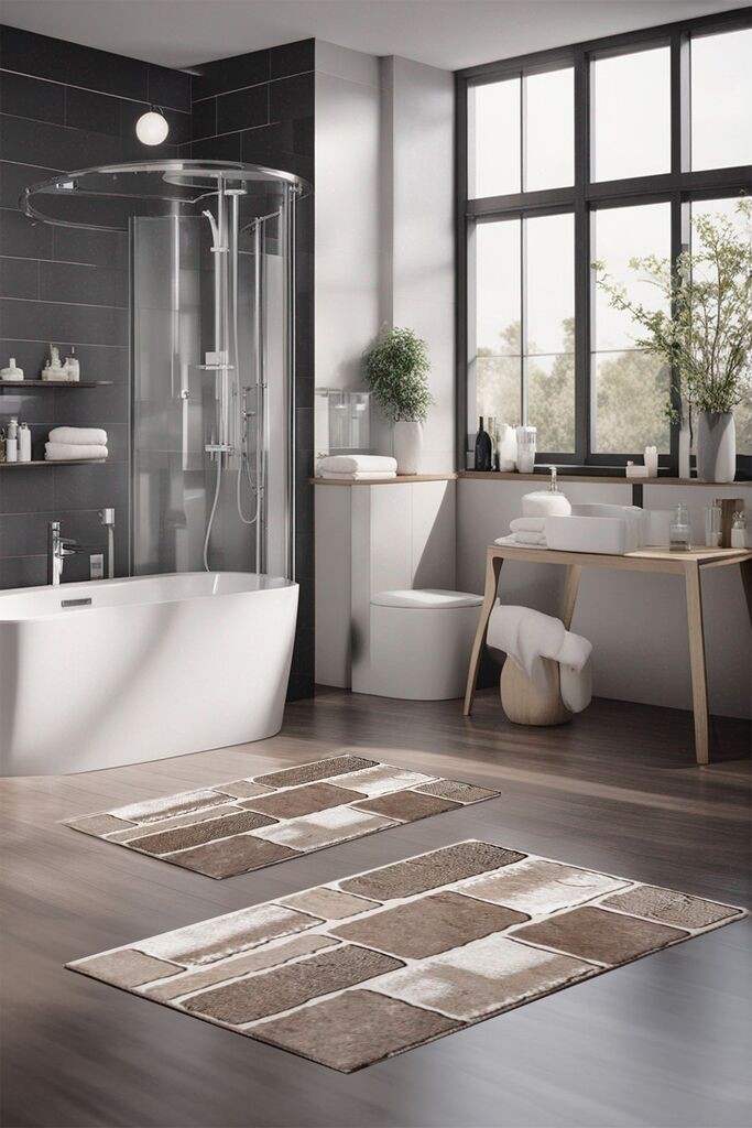 Комплет теписи за бања L'essentiel Maison CT-5179, 2 парчиња, кафеава боја