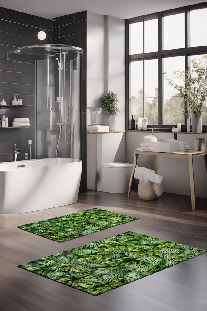 Комплет теписи за бања L'essentiel Maison CT-5309, 2 парчиња, зелена боја