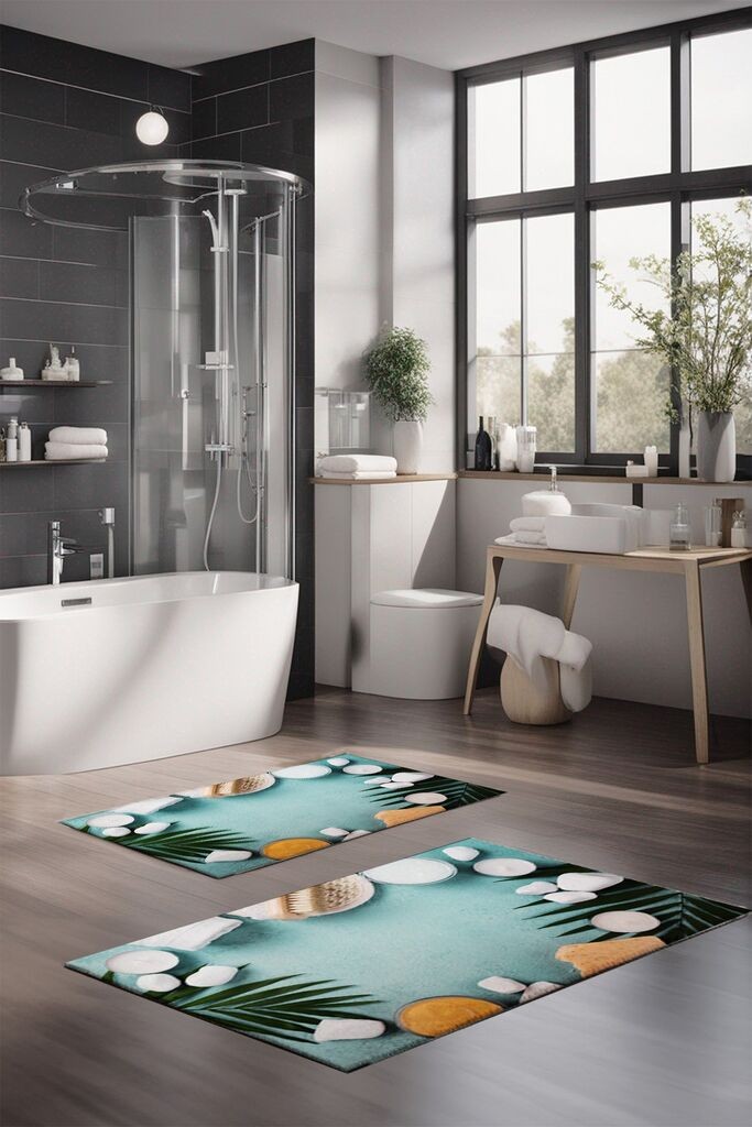 Комплет теписи за бања L'essentiel Maison CT-5193, 2 парчиња, светло сина боја