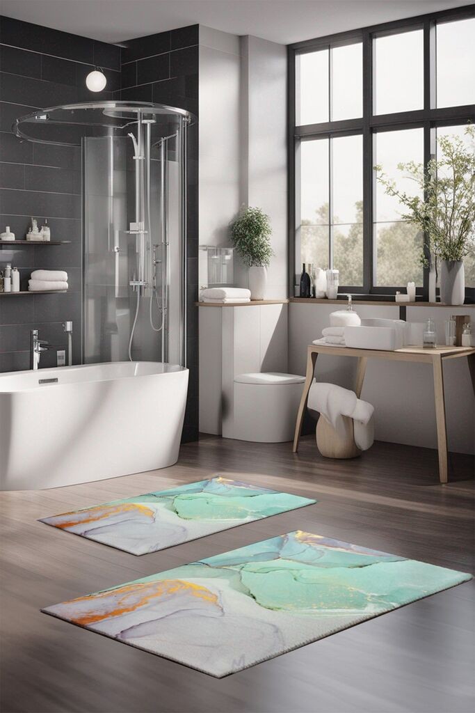 L'essentiel Maison Комплет патосници за бања CT-5027, 2 парчиња, тиркизна