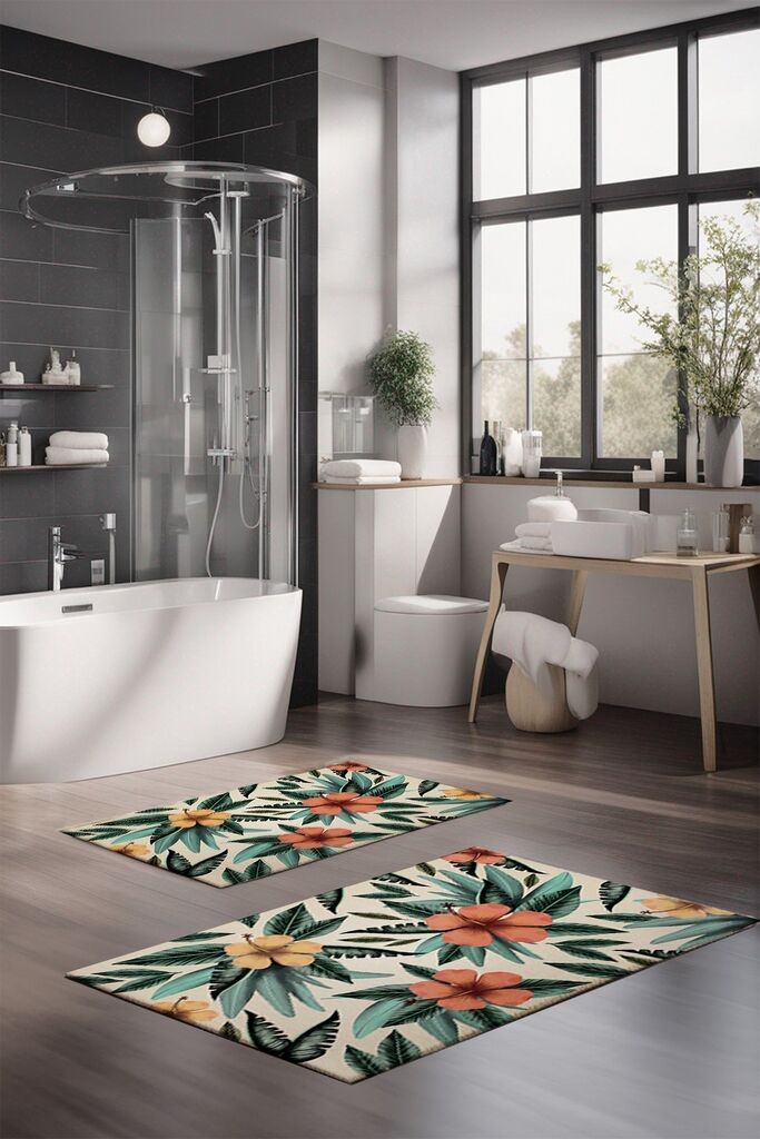 Комплет простирки за бања L'essentiel Maison CT-5325, 2 парчиња, шарени