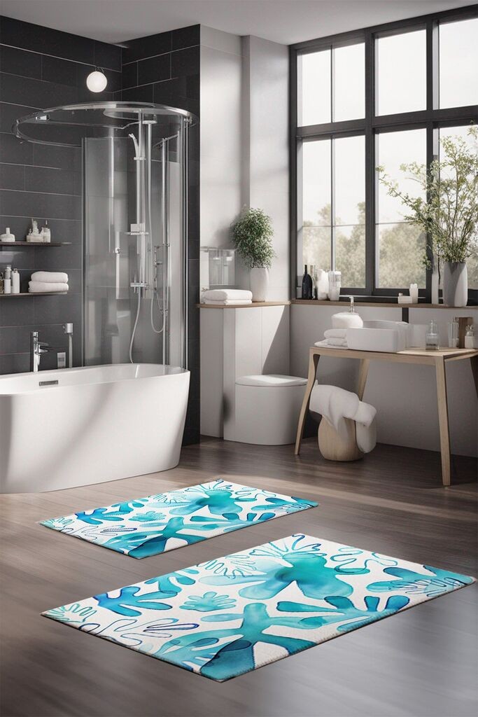 Комплет теписи за бања L'essentiel Maison CT-5294, 2 парчиња, сини